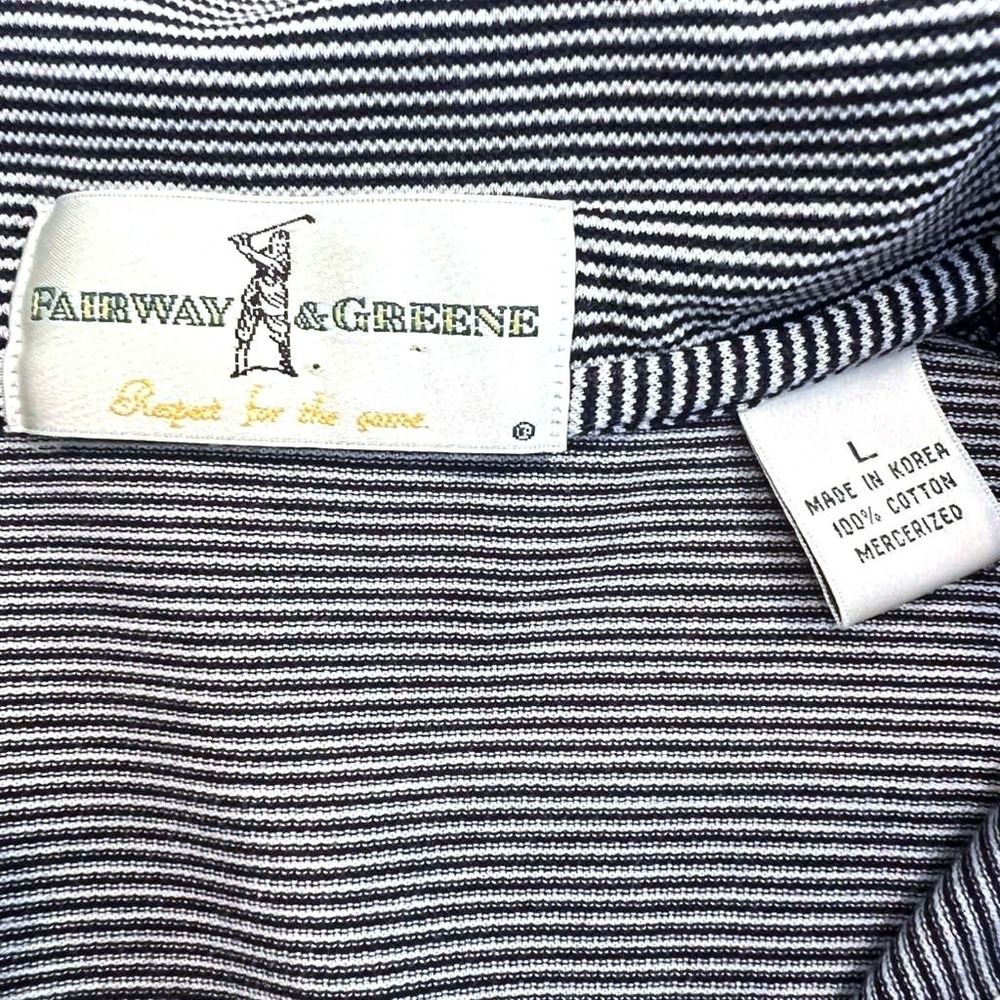 Fairway & Greene Womens Stripe Golf Polo Black White Large Ocean Forest Pre-Own - Picture 7 of 9